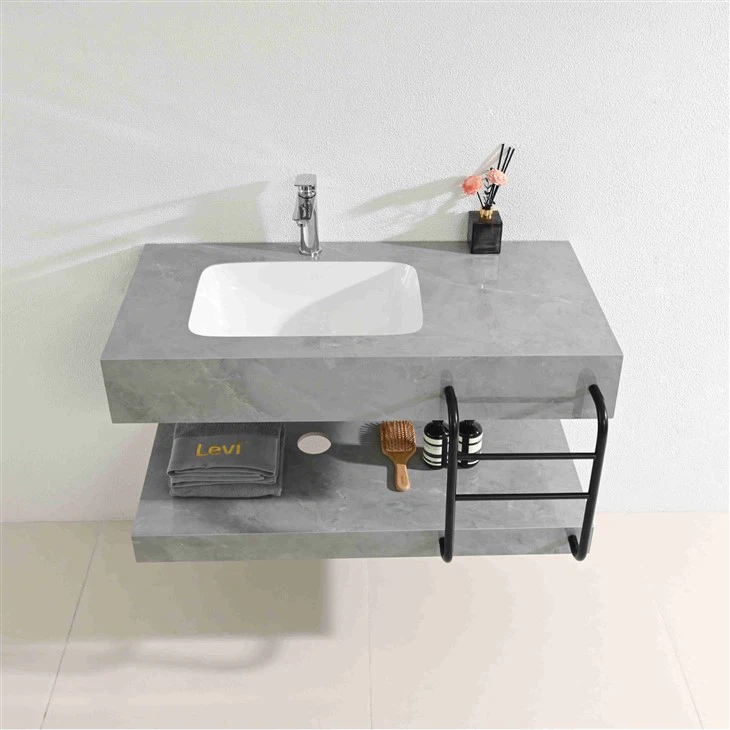 Langgus Grey Sintered Stone Bathroom Vanity