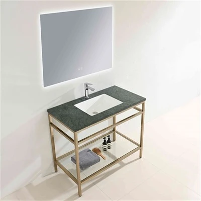 Looduslik marmor troopiline vihmametsa rohelise metalli raami vannitoa edevus